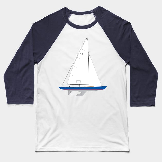 International 210 Sailboat Baseball T-Shirt by CHBB